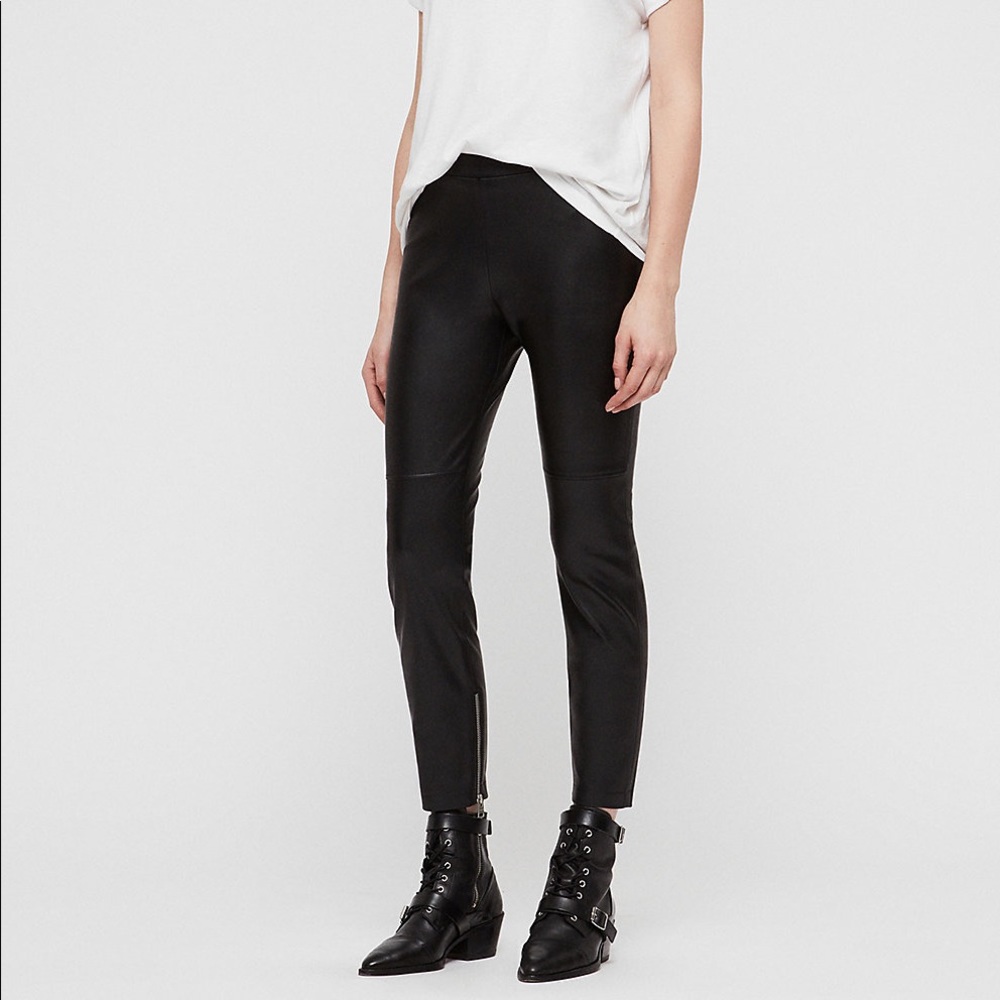 All Saints Koby Black Faux Leather Leggings